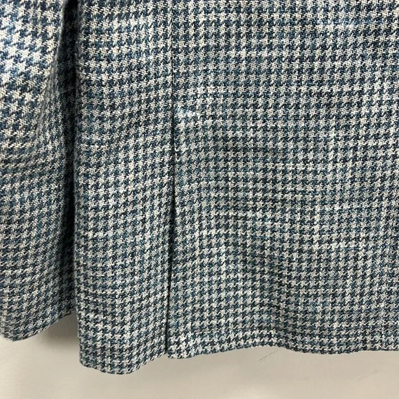 Canali Houndstooth Shacket Blue Sport Coat Blazer Linen Cotton Wool IT 50 US 40 - Picture 10 of 13